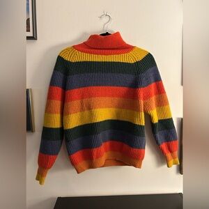 Listicle Colorful Striped Turtleneck Sweater
